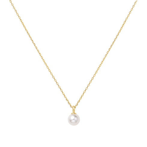 Gold Shell Pearl Drop Pendant Necklace